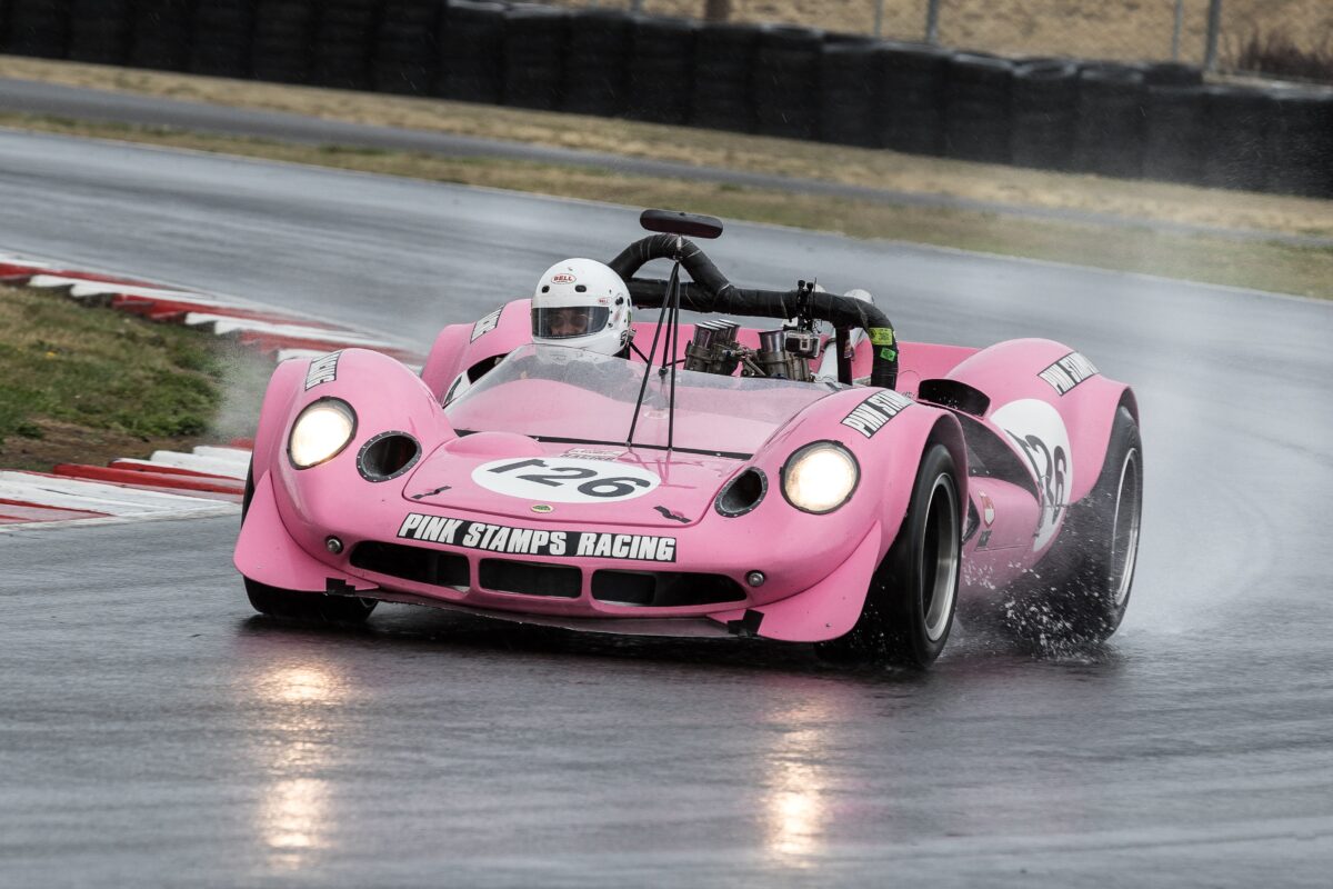 Pink Stamps Lotus 30 Racing in the Rain